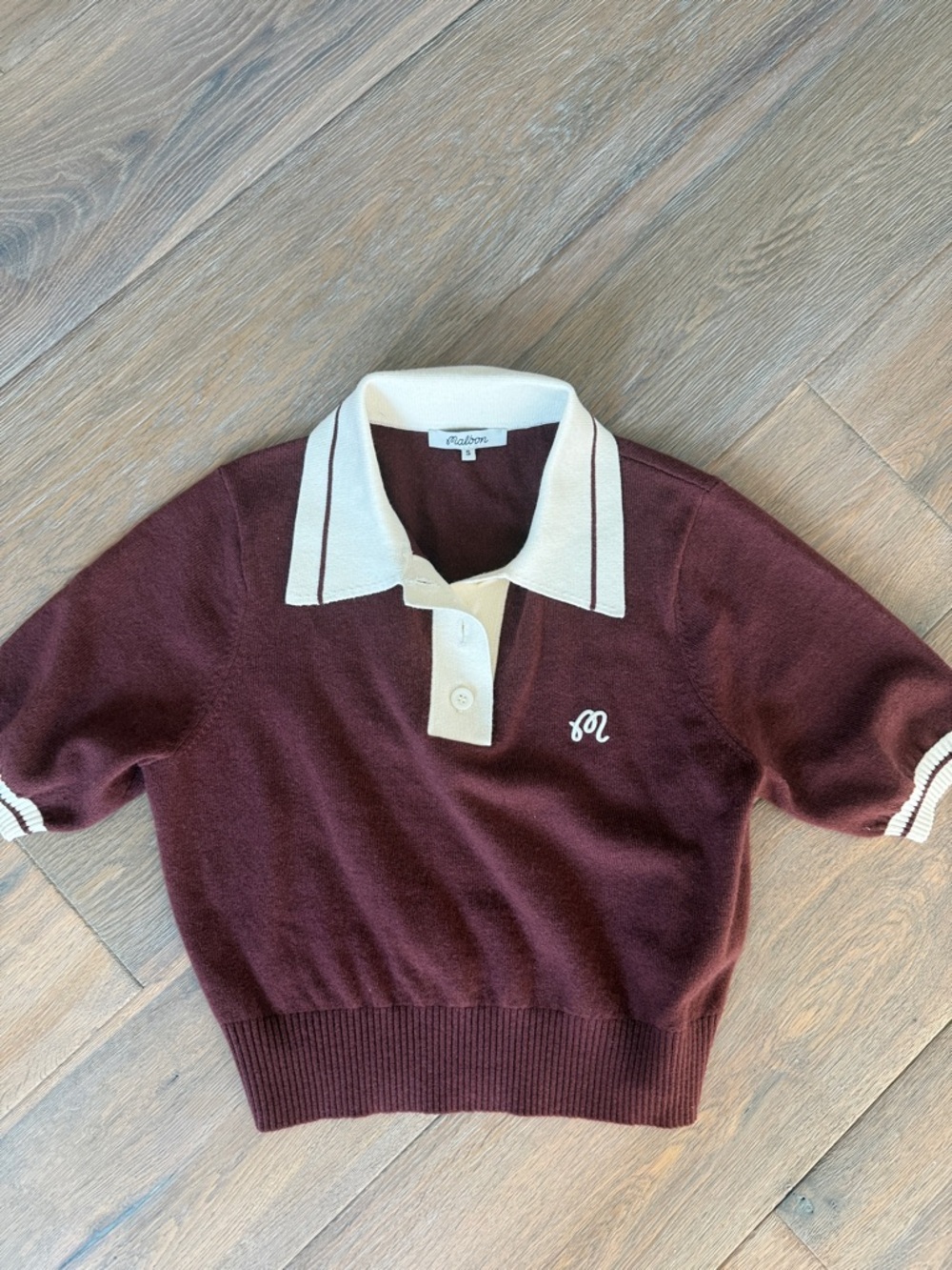 Malbon Mikayla Knit Polo in Mahogany size S NWOT